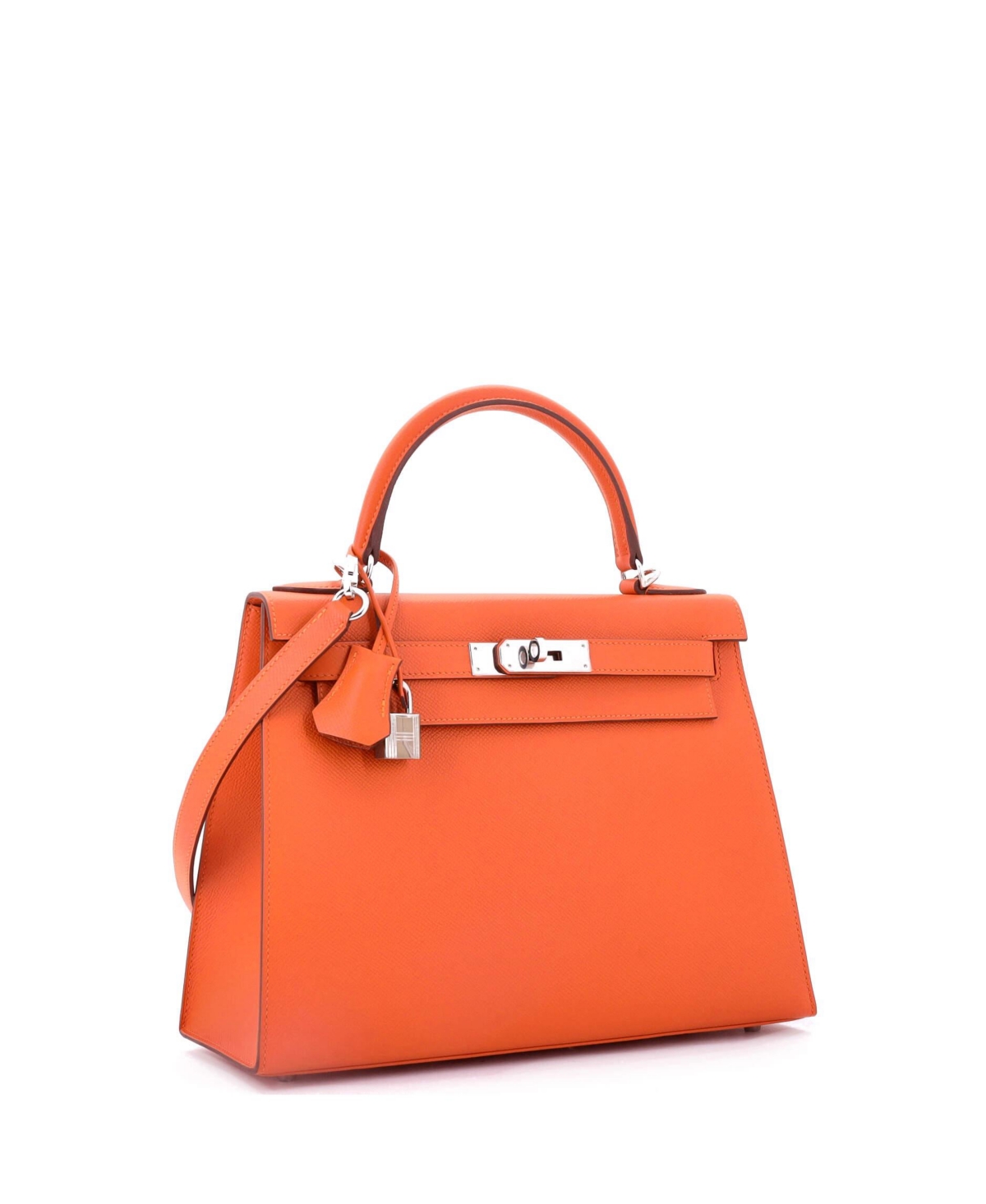 Pre-Owned HERMA‰S Kelly 28 Handbag Orange Epsom with Palladium Hardware
