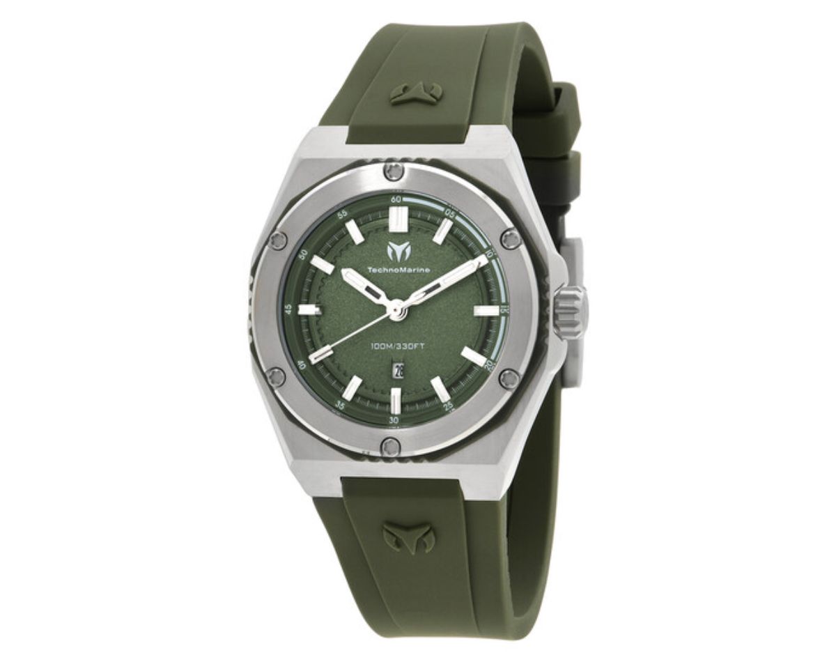 Женские часы TM-416054 с КОРАЛЛОВЫМ кварцем и оливково-зеленым циферблатом с 3 стрелками