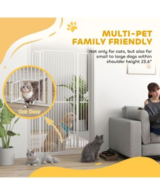 67" Extra Tall Pet Gate, 30"-41" Dog Gate with Cat Door,