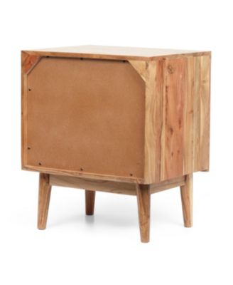 1-Piece, Mango Wood, Hand-Carved Detail, Boho Style, Nightstand