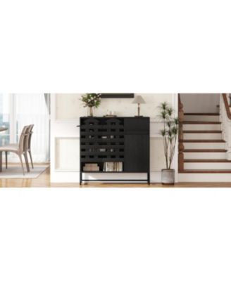 Black Woven Door Accent Cabinet - Kitchen/Living/Dining