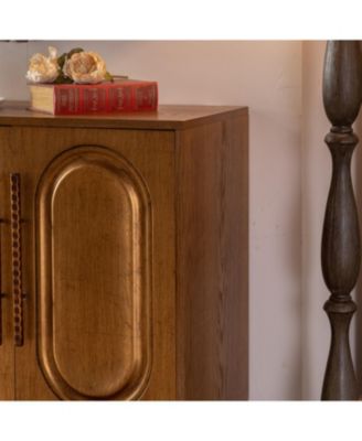 Sideboard Buffet Cabinet - Wood Kitchen Cabinet, Handleless 4-Door Console
