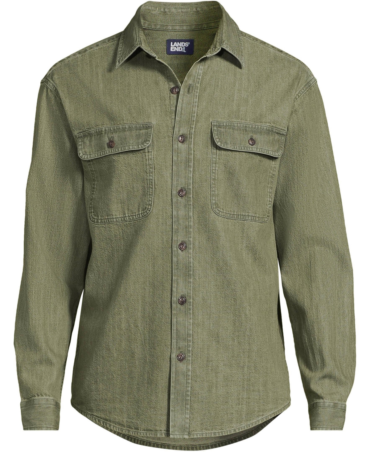 Lands' End Men's Long Sleeve Indigo Work Shirt