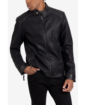 Men's PU Racer Jacket With Faux Shearling Lining