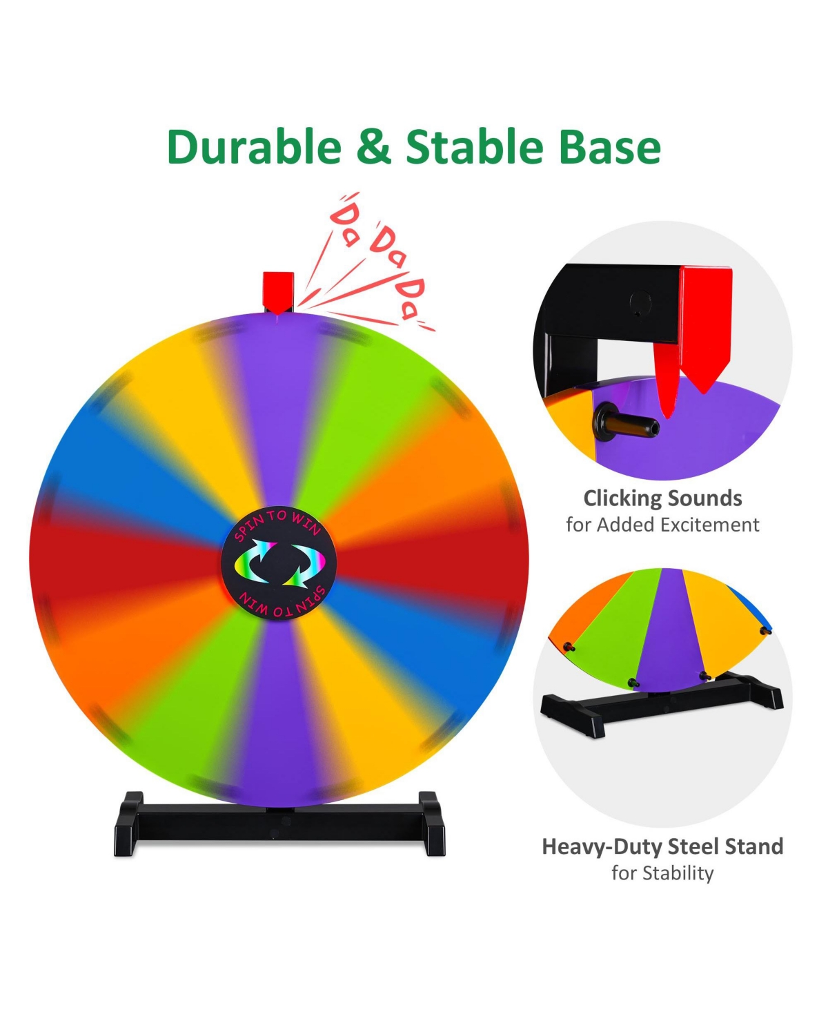 WinSpin 24" Diy Modular Prize Wheel Spinning Game Tabletop 12 Slots Dry Erase for Carnival Spinner Game Events School