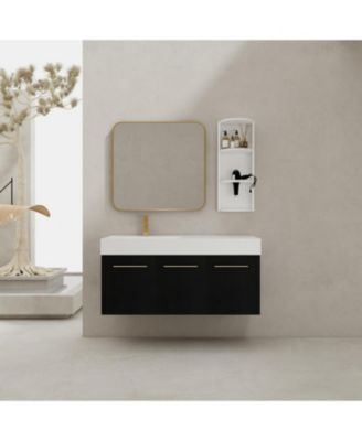  48" Wall-Mount Vanity, Resin Left Basin, KD-Package