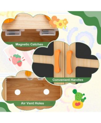 Kids Mud Kitchen Outdoor Wooden Pretend Play Kitchen w/ 4 Stoves, Canopy Faucet