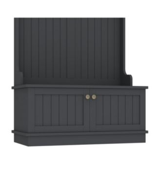 Streamdale Hall Tree Storage Bench Coat Rack Hooks - Black