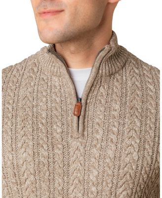 Men's Organic Half Zip Cable Pullover Sweater
