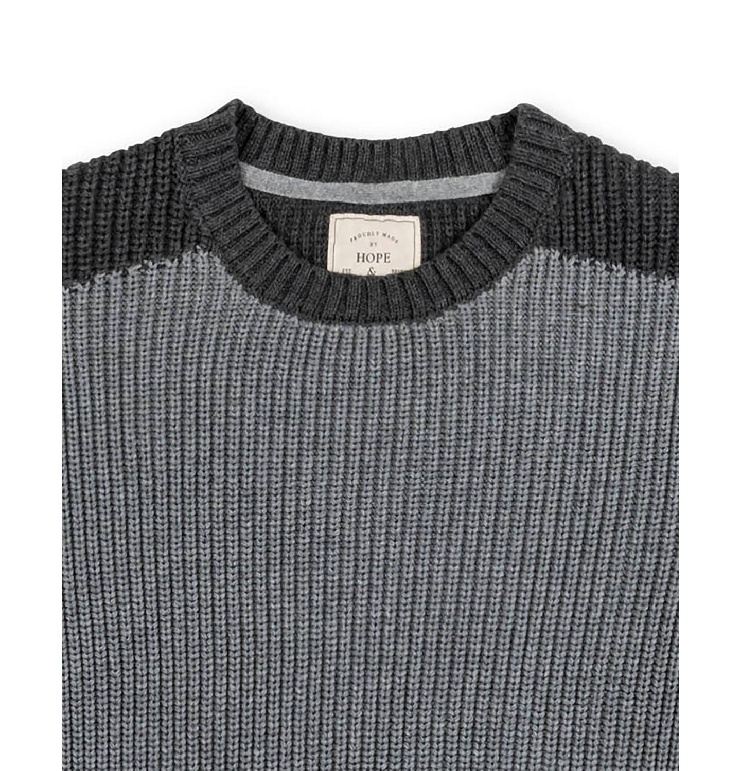 Мужской свитер Hope & Henry Organic Crew Neck Shoulder Detail, цвет: Серый меланжевый — фото 5