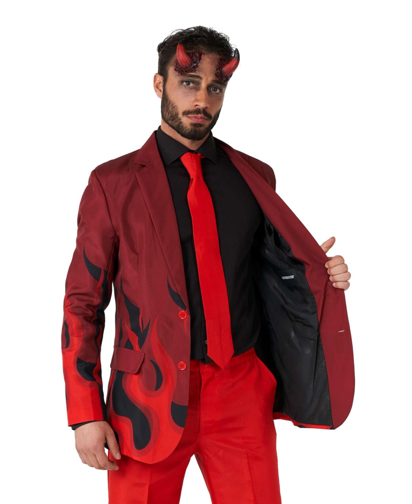 Мужской костюм дьявола Suitmeister приталенный, Red/Black, цвет: Красный — фото 5