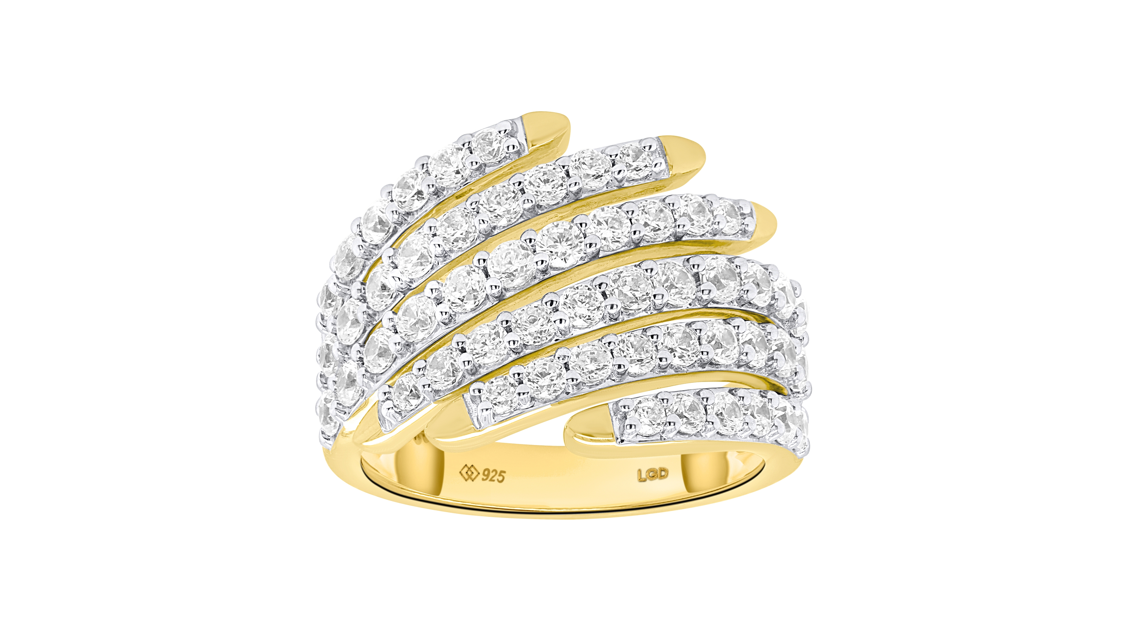 Forever Grown Diamonds Lab-Grown Diamond Ring (2.ct. t.w.) 14K Gold Plated Sterling Silver