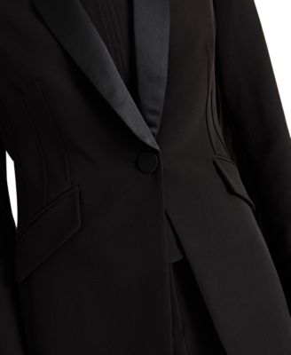 Women&#39;s Shawl Collar Satin Tuxedo Jacket