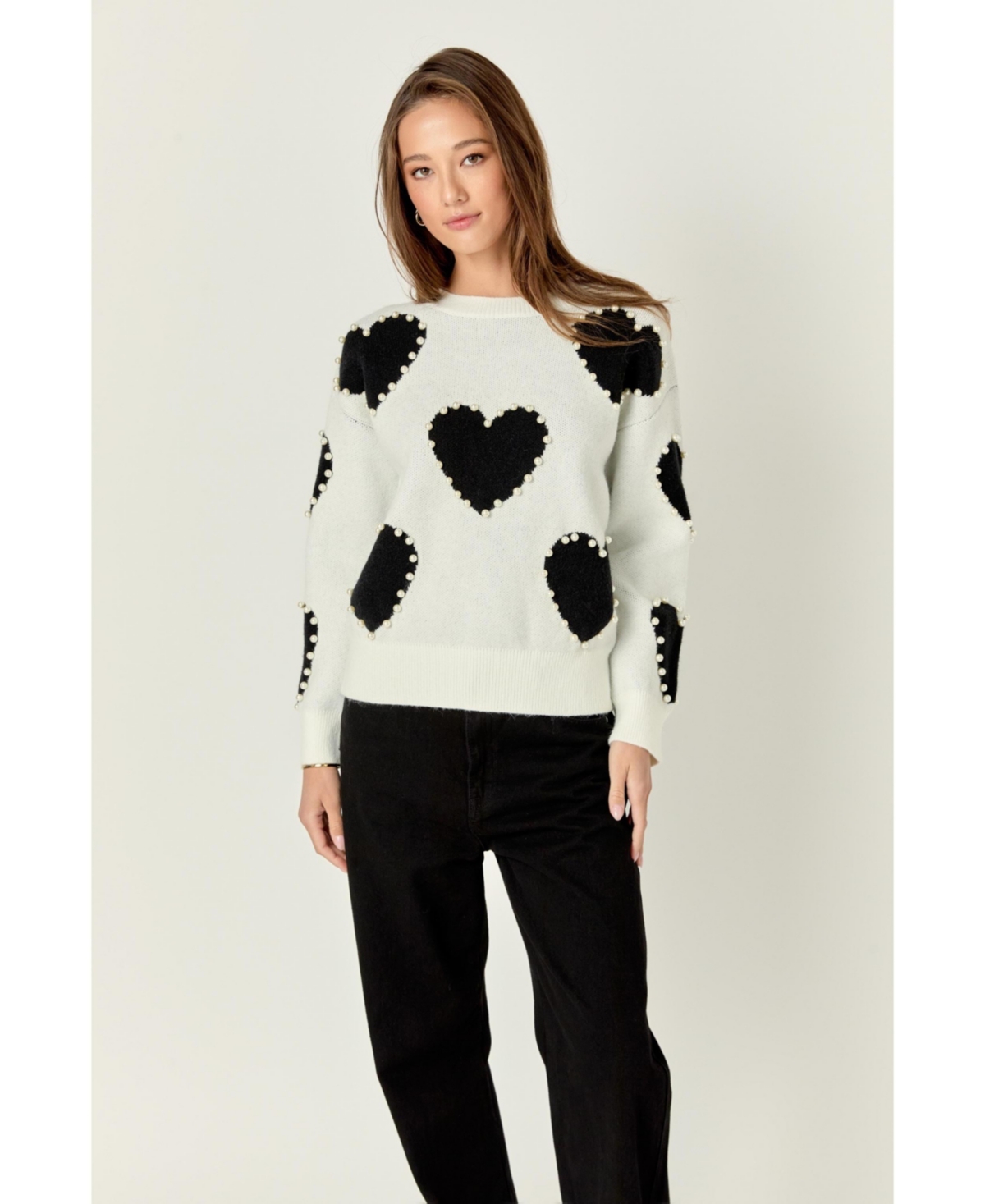 English Factory Women's Long-Sleeve Heart Sweater