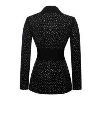Women's Visionary Crystal Embellished Black Blazer Jacket