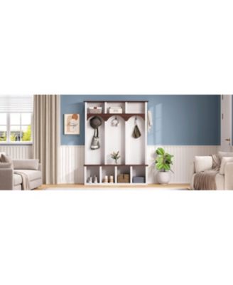 Farmhouse Hall Tree Bench Shoe Cabinet