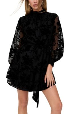 Women's Brezze High Neck Velvet Burnout Mini Dress