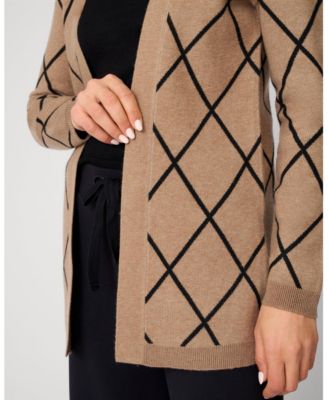 Women's Open Front Argyle Cardigan