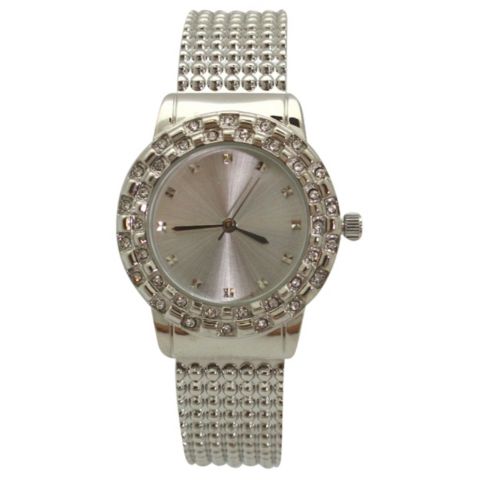 Детские часы Olivia Pratt Silver Thick Bangle Watch With Rhinestone Details, цвет: Серебряный
