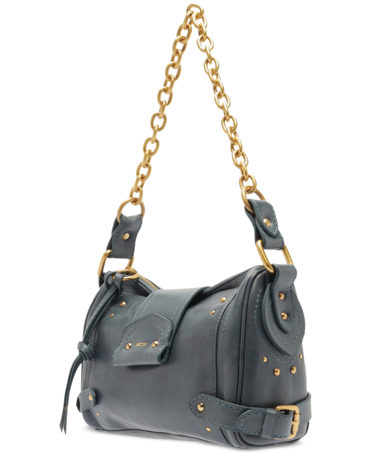 Arezzo Gio Small Chain Strap Leather Shoulder Handbag In Blue