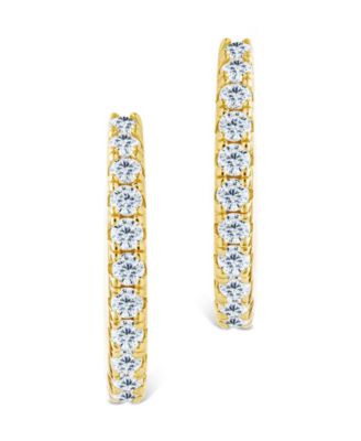 Sterling Silver Eleri CZ Tube Hoops - .75"