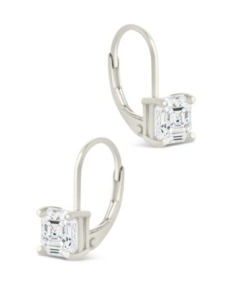 Sterling Silver Princess Cut French Clip Earrings