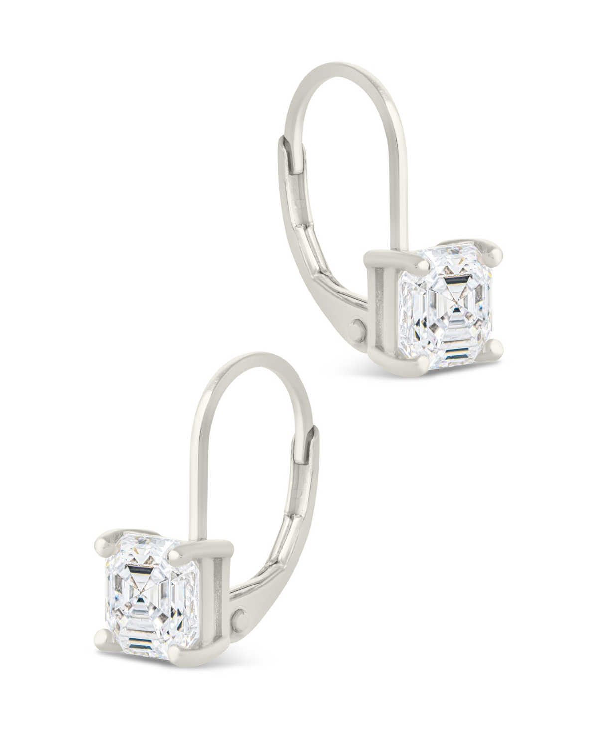 Sterling Forever Sterling Silver Princess Cut French Clip Earrings
