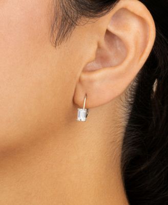 Sterling Silver Emerald Cut French Clip Earrings