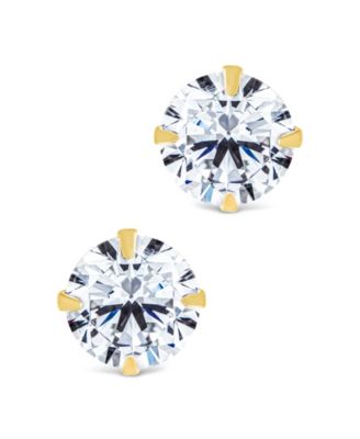 Sterling Silver Round Cut Prong Set Stud Earrings