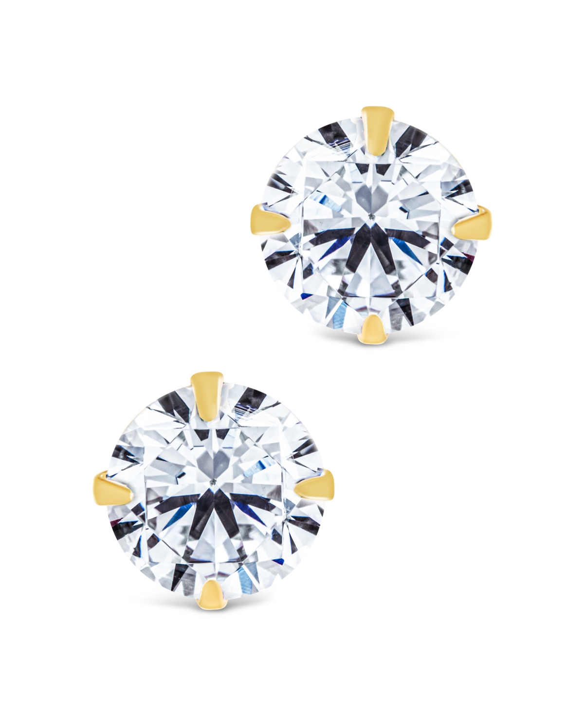 Sterling Forever Silver Round Cut Prong Set Stud Earrings