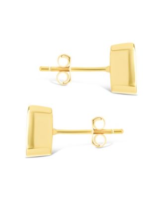 Sterling Silver Emerald Cut Bezel Set Stud Earrings