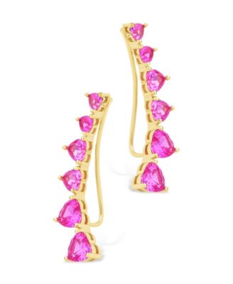 Sterling Silver Jillian CZ Heart Crawler Studs