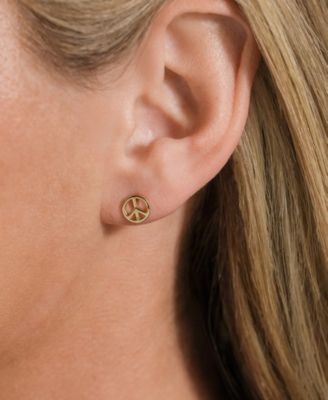 Sterling Silver Peace Sign Studs