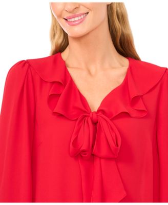 Women's Ruffle Tie V-Neck Top