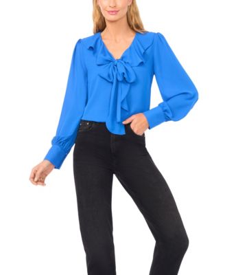 Women's Ruffle Tie V-Neck Top
