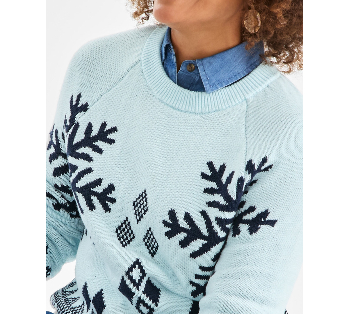 Style & Co Petite Whimsy Printed Pull-on Sweater, Macy's Exclusive In Blue