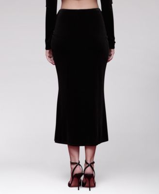 Women's Velvet Pull-On Midi Skirt