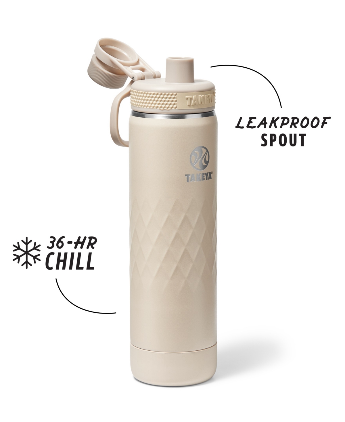 Takeya Sport 22 Oz. Triple-insulated Water Bottle With Spout Lid In Brown
