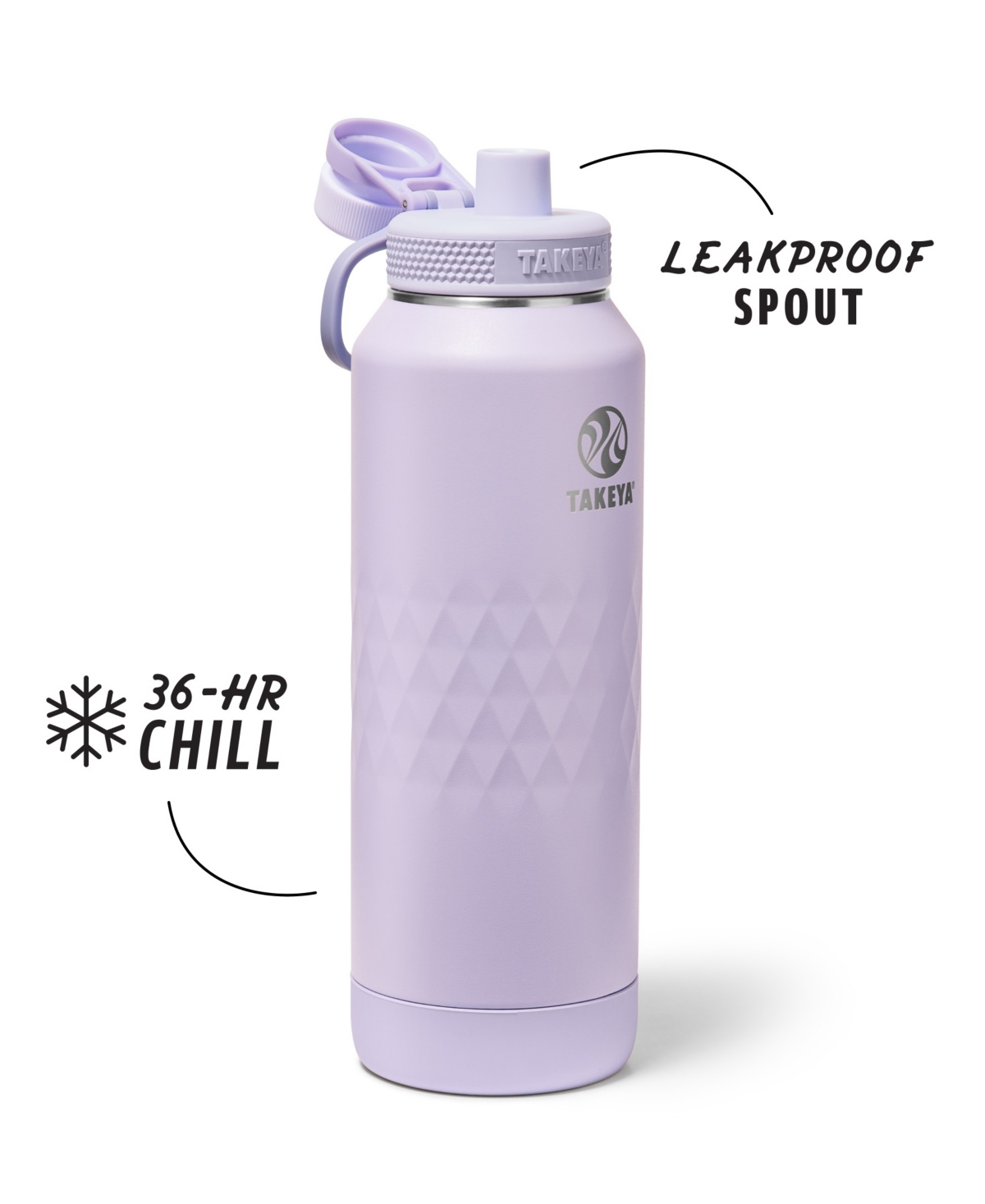 Takeya Sport 40 Oz. Triple-insulated Water Bottle With Spout Lid In Silver