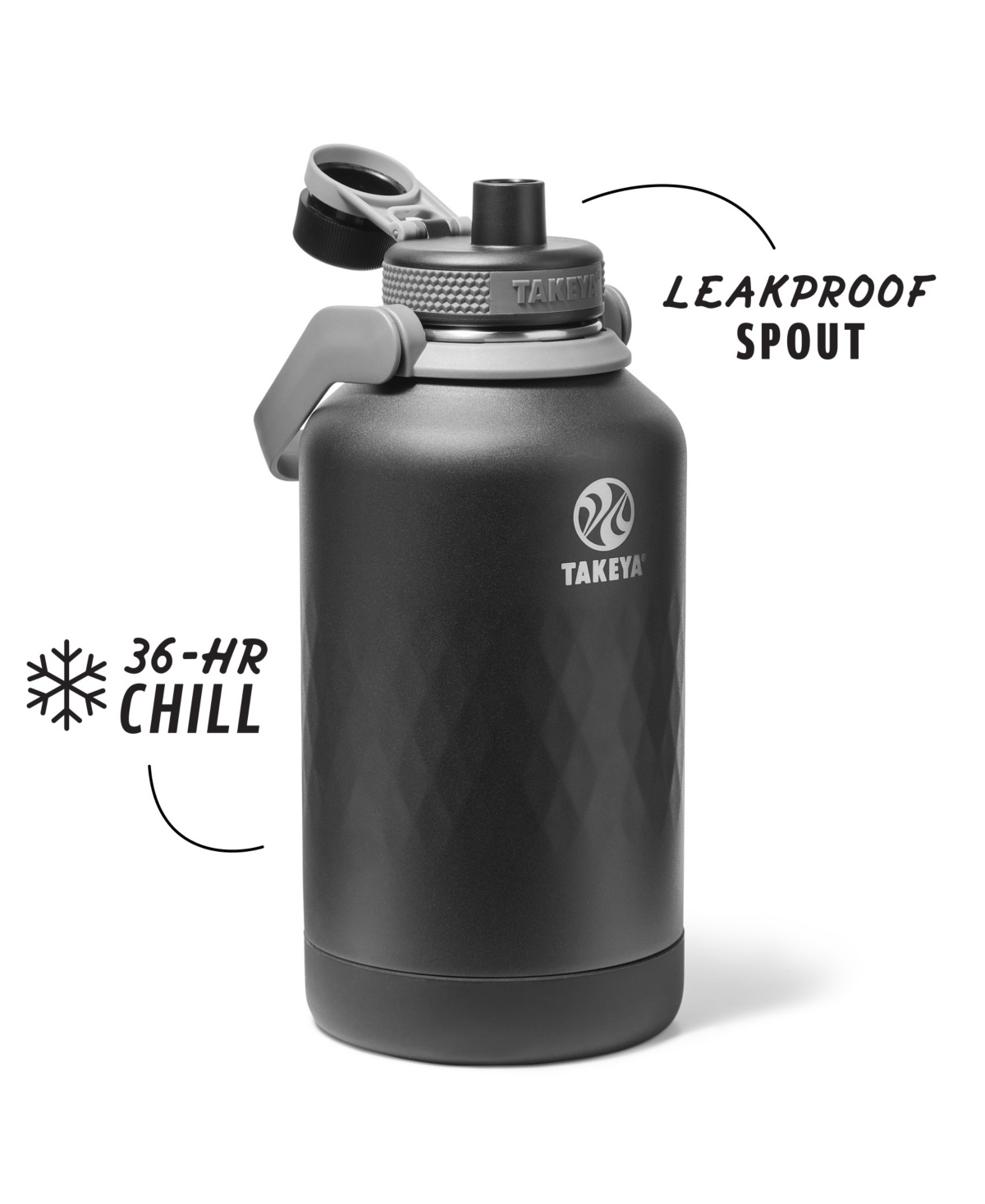 Takeya Sport 64 Oz. Triple-insulated Water Bottle With Spout Lid In Black