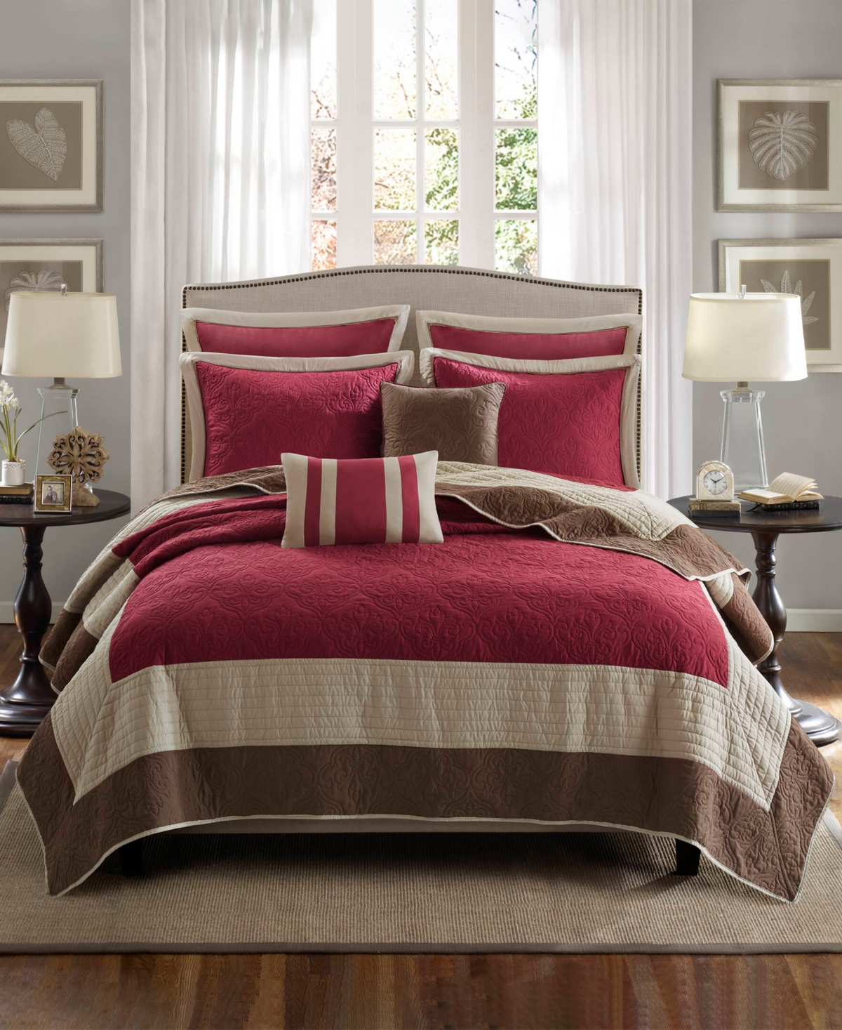 Madison Park Attingham 7-pc. Quilt Set, King/california King In Red