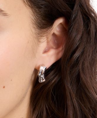 Silver-Tone Molten Hoop Earrings