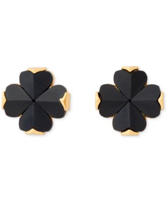Cubic Zirconia Black Flower Stud Earrings