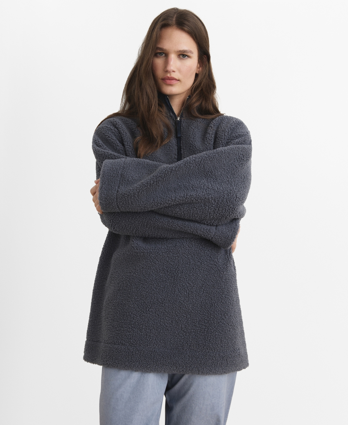 Mango Women's Fleece Zip Sweatshirt