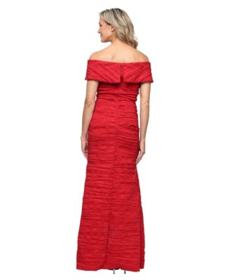Women's Crinkle Detail Off-The-Shoulder Gown