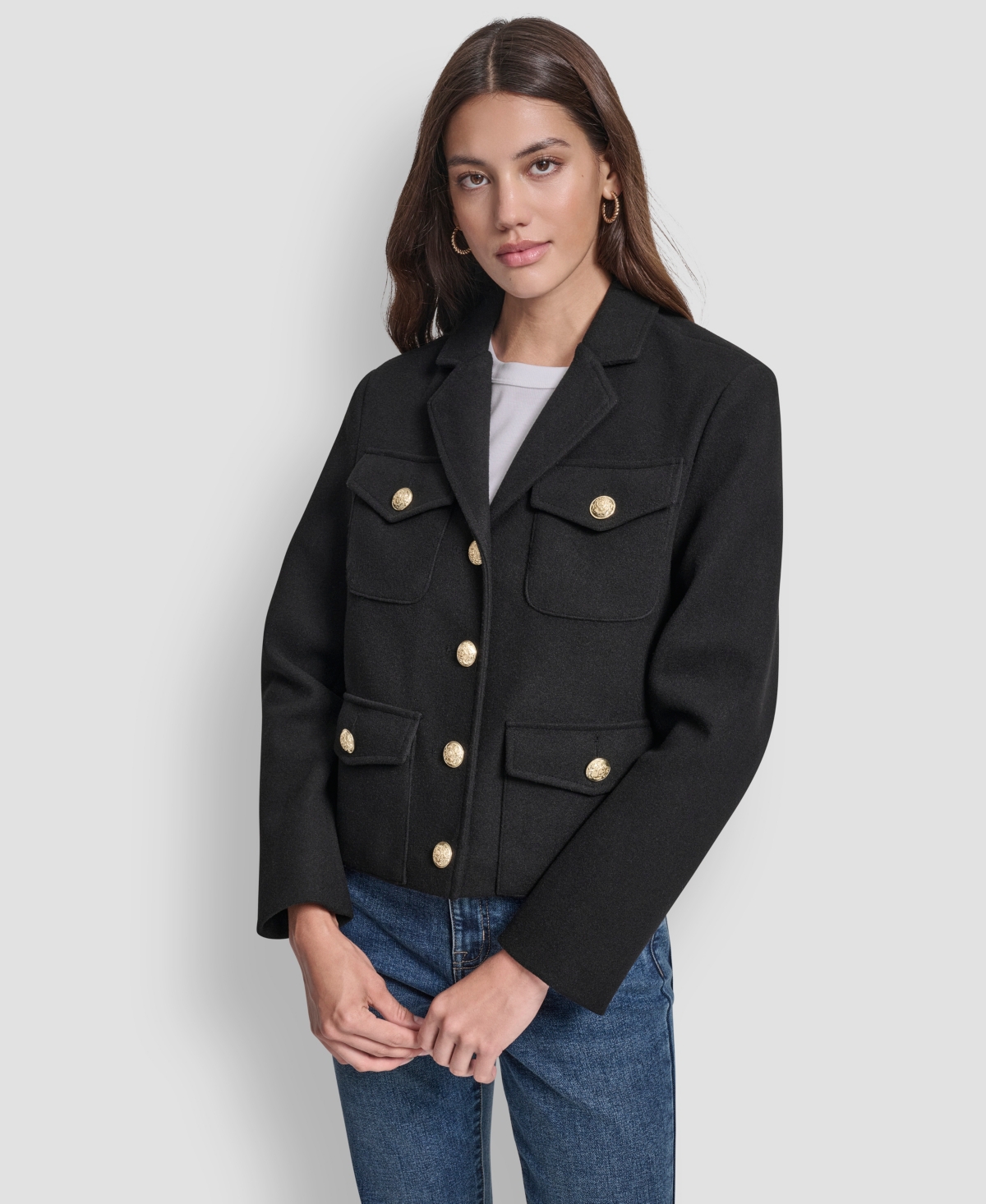 Dkny Jeans Women's Button Front Cropped Jacket