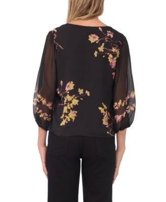 Women's 3/4-Sleeve Front Ruffles Top