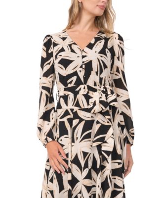 Women's V-Neck Tie Waist Maxi Dress