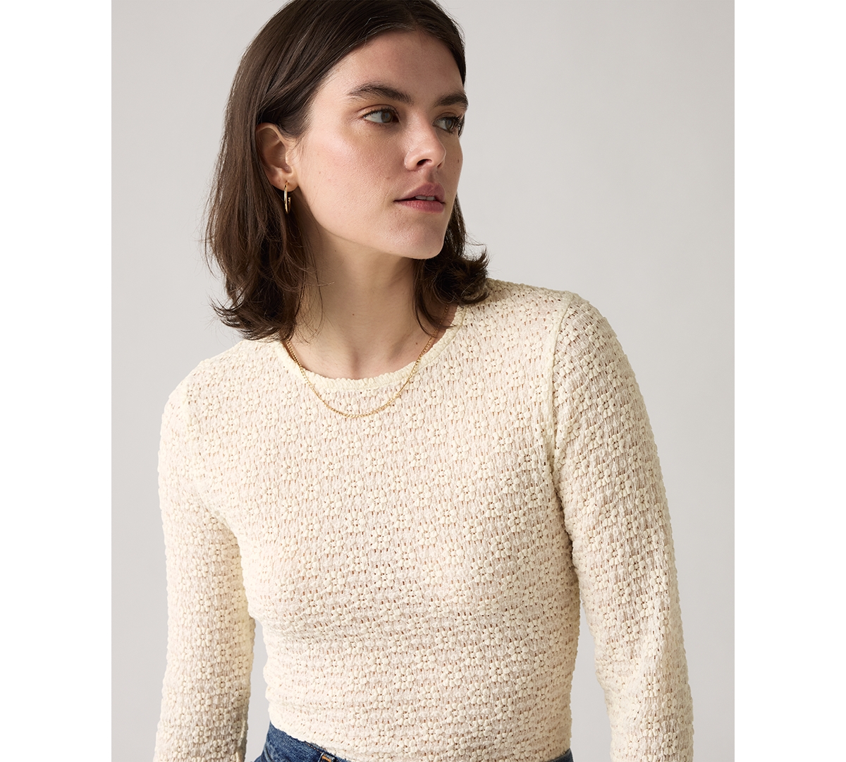 Levi's Women's Anika Crewneck Long Sleeve Top In Neutral