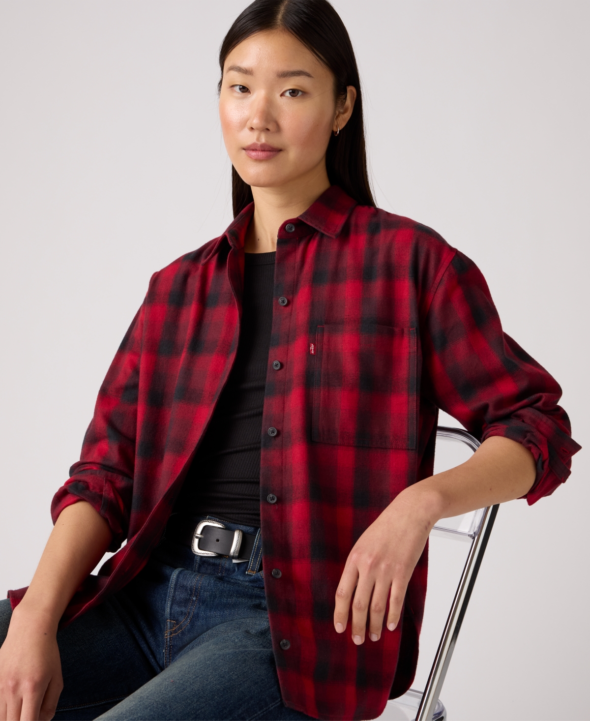 Levi's Women's Henriette Flannel Long Sleeve Shirt In Red